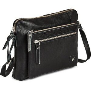 🆕Women Black Nappa Leather Crossbody Handbag Sling Shoulder Bag – Soft Pebbled